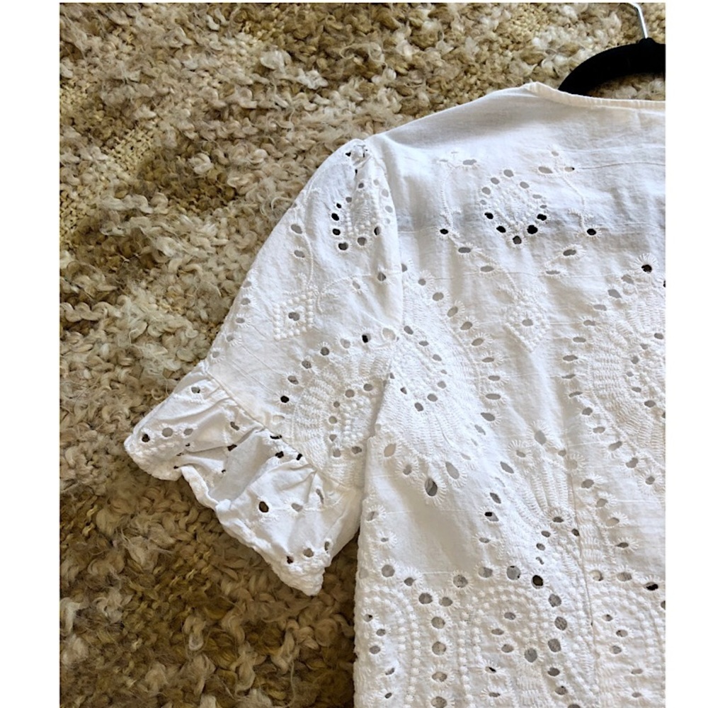 Eyelet Button Down Blouse - Picture 4 of 12